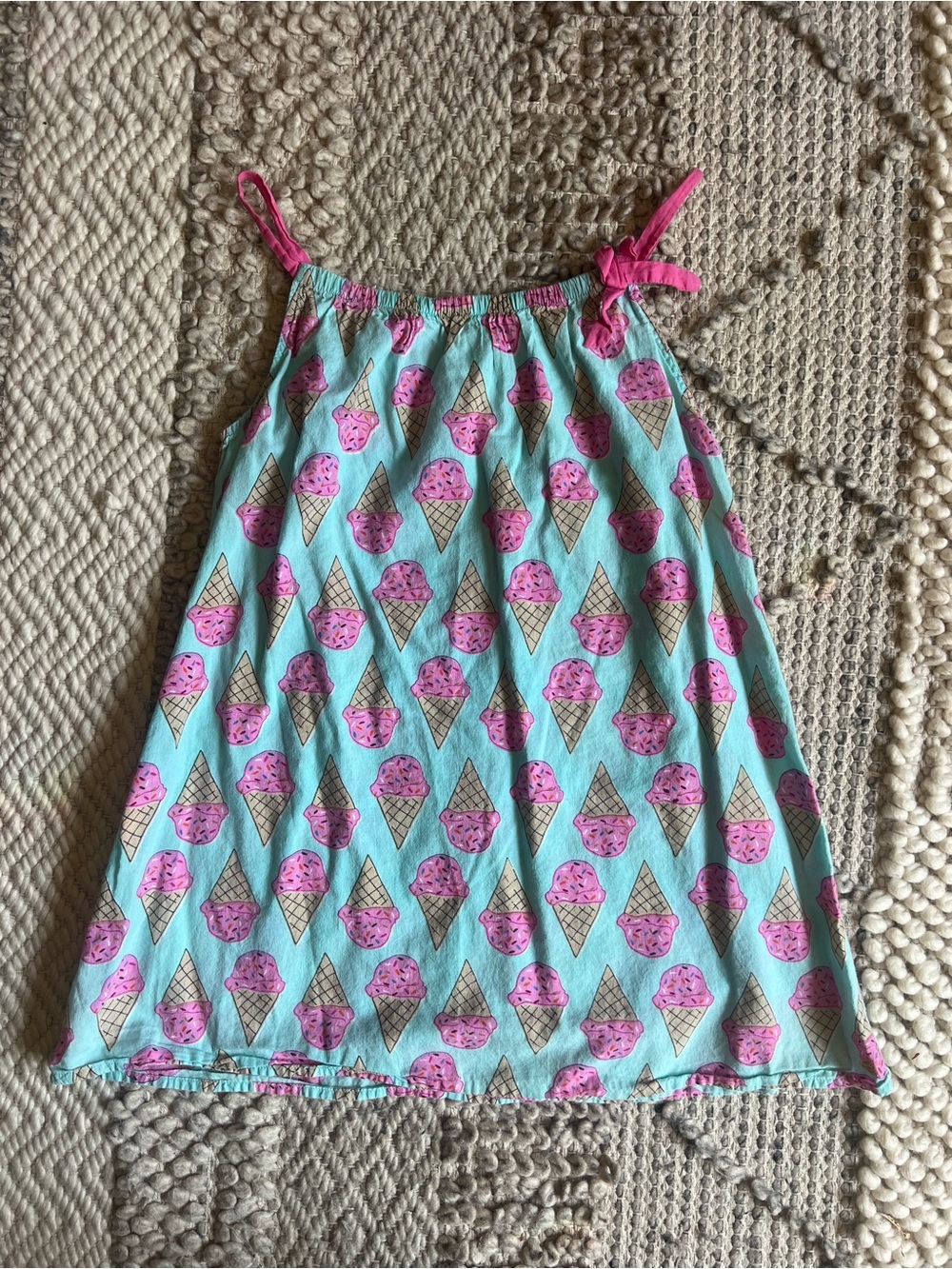 Pink Chicken Girls Aqua Mint Ice Cream Print Sundress with Pink Accents